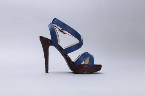 Blue leather Ankle Strap Heels